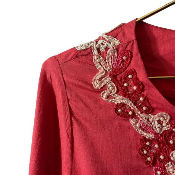 Soft Surrounding Floral Crush Beaded Embroidered Boho Tunic Embellished Top NWT - Picture 4 of 14